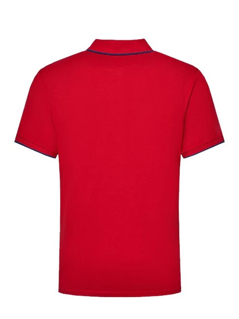 COLLAR STRIPED Short-sleeved cotton polo red - Polo shirt