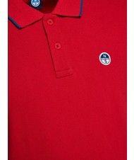NORTH SAILS COLLAR STRIPED Short-sleeved cotton polo red - Polo shirt - 3
