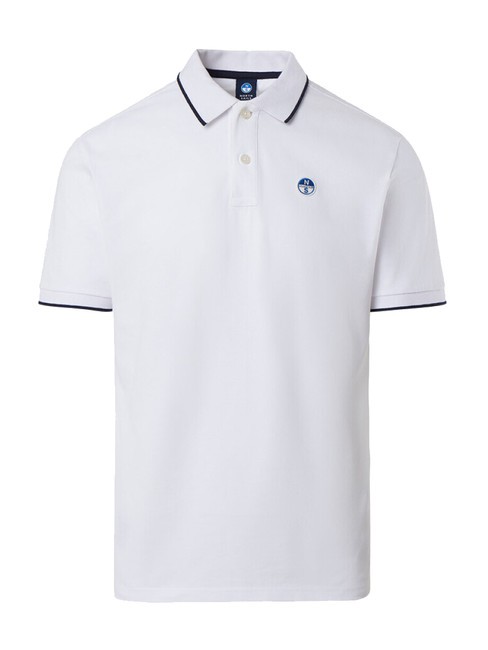 COLLAR STRIPED Short-sleeved cotton polo white - Polo shirt