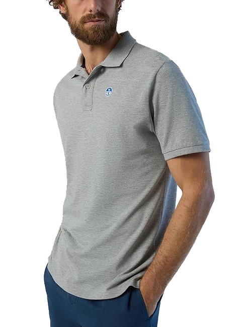 BASIC Short-sleeved cotton polo gray melange - Polo shirt