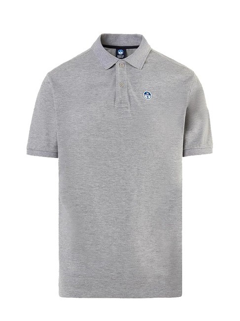 BASIC Short-sleeved cotton polo gray melange - Polo shirt