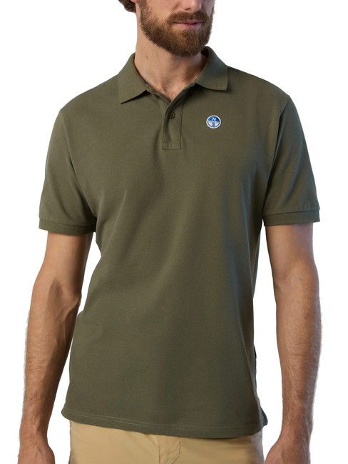 BASIC Short-sleeved cotton polo dusty olive - Polo shirt