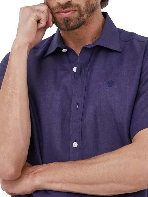 N|S Short-sleeved linen shirt navy blue - Men's Shirts