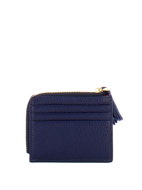 TASSEL Card holder with zip in hammered leather royal blue - Women&rsquo;s Wallets