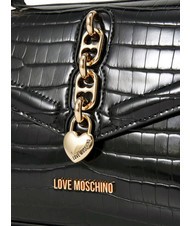 LOVE MOSCHINO SHINY CROCO Handbag, with shoulder strap Black - Women’s Bags - 3