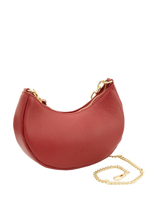 GIUDITTA Leather hobo bag with chain red - Women’s Bags