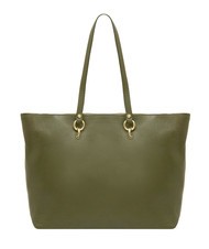 LESAC VIOLA  Leather shopping bag olive - Women’s Bags - 3