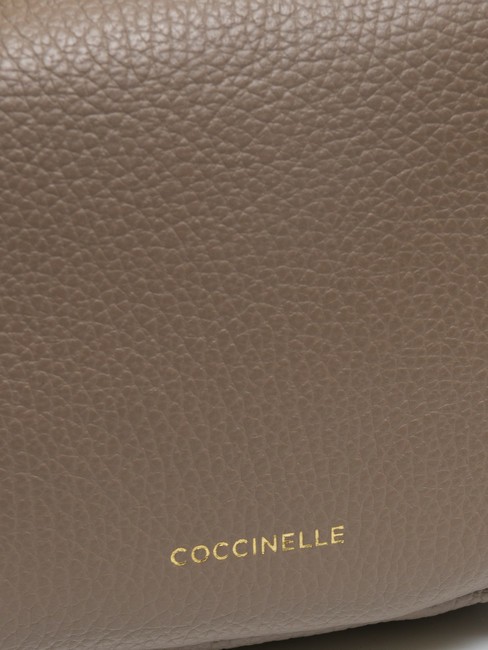 CHERRY Small leather shoulder bag warm taupe - Women’s Bags