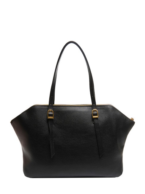 CHERRY Hammered leather shoulder shopping bag Black - Women&rsquo;s Bags