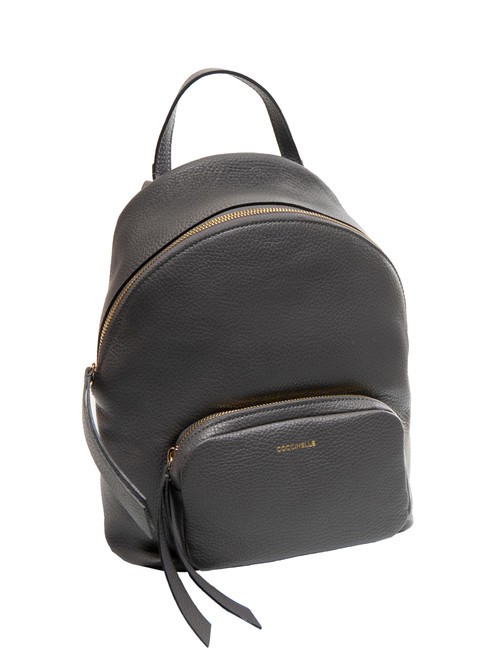 JEN Round leather backpack with pocket slate - Women’s Bags