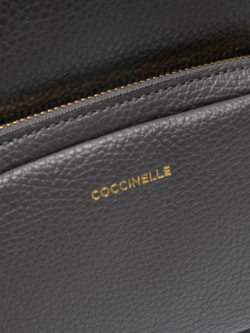 JEN Round leather backpack with pocket slate - Women’s Bags