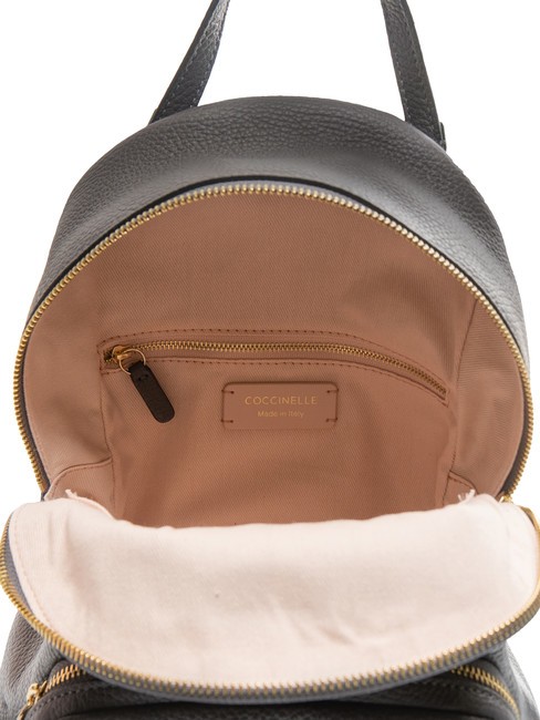 JEN Round leather backpack with pocket slate - Women’s Bags