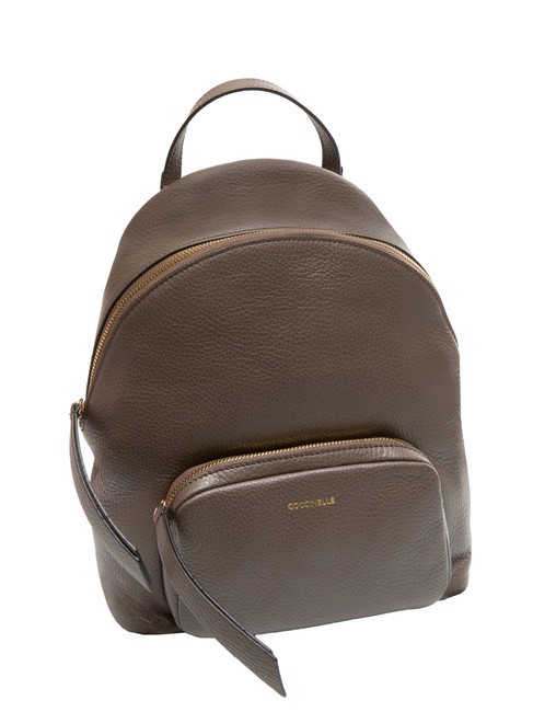 JEN Round leather backpack with pocket ebony - Women’s Bags