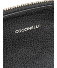COCCINELLE ROUNDED ENVELOPE Leather clutch with cuff Black - Women&rsquo;s Bags - 4