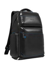 PIQUADRO BLUE SQUARE  15.6" Leather Laptop Backpack Black - Laptop backpacks - 2
