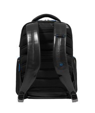 PIQUADRO BLUE SQUARE  15.6" Leather Laptop Backpack Black - Laptop backpacks - 3