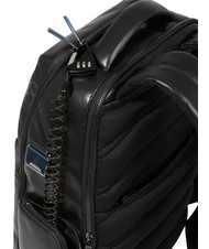 PIQUADRO BLUE SQUARE  15.6" Leather Laptop Backpack Black - Laptop backpacks - 4