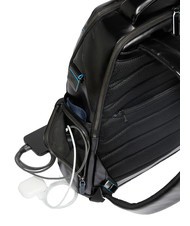 PIQUADRO BLUE SQUARE  15.6" Leather Laptop Backpack Black - Laptop backpacks - 7
