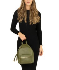 LESAC VANESSA Dollar leather backpack olive - Women’s Bags - 4