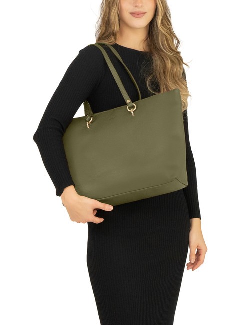 VIOLA  Leather shopping bag olive - Women’s Bags