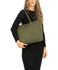 LESAC VIOLA  Leather shopping bag olive - Women’s Bags - 4