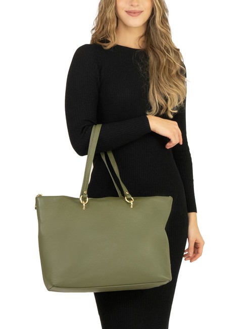 VIOLA  Leather shopping bag olive - Women’s Bags
