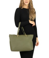 LESAC VIOLA  Leather shopping bag olive - Women’s Bags - 5
