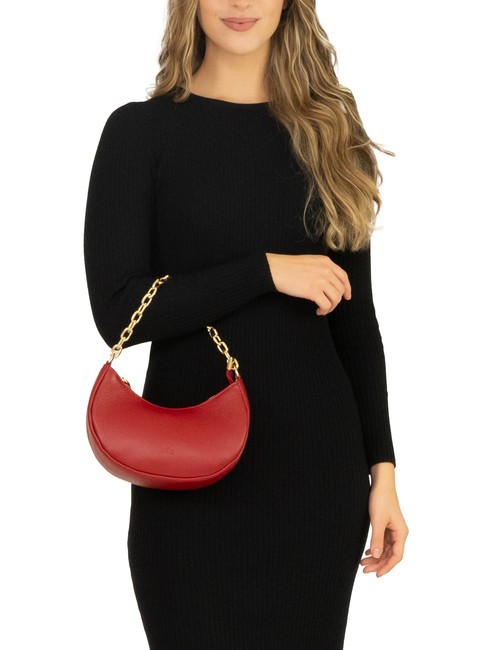 GIUDITTA Leather hobo bag with chain red - Women’s Bags