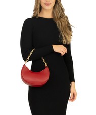 LESAC GIUDITTA Leather hobo bag with chain red - Women’s Bags - 4