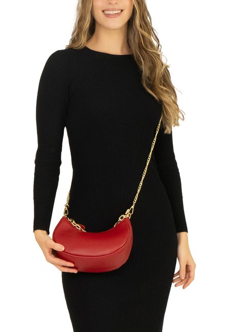 GIUDITTA Leather hobo bag with chain red - Women’s Bags