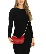 LESAC GIUDITTA Leather hobo bag with chain red - Women’s Bags - 5