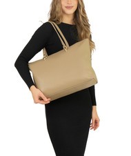 LESAC VIOLA  Leather shopping bag light taupe - Women’s Bags - 4