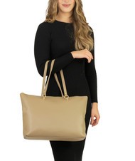 LESAC VIOLA  Leather shopping bag light taupe - Women’s Bags - 5