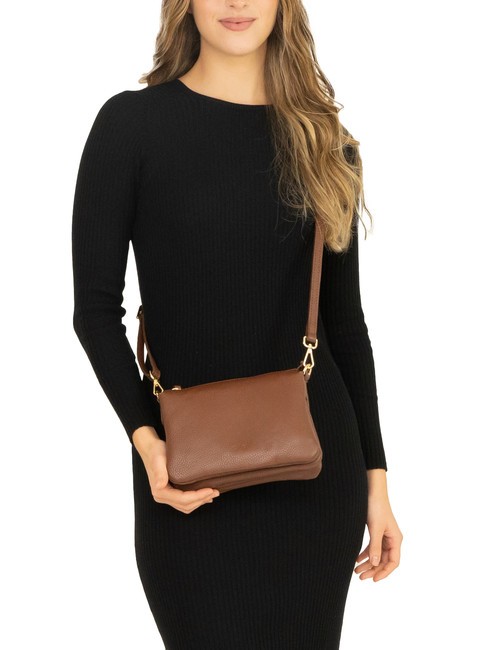 SIMONA Tris dollar leather shoulder bag burned - Women&rsquo;s Bags