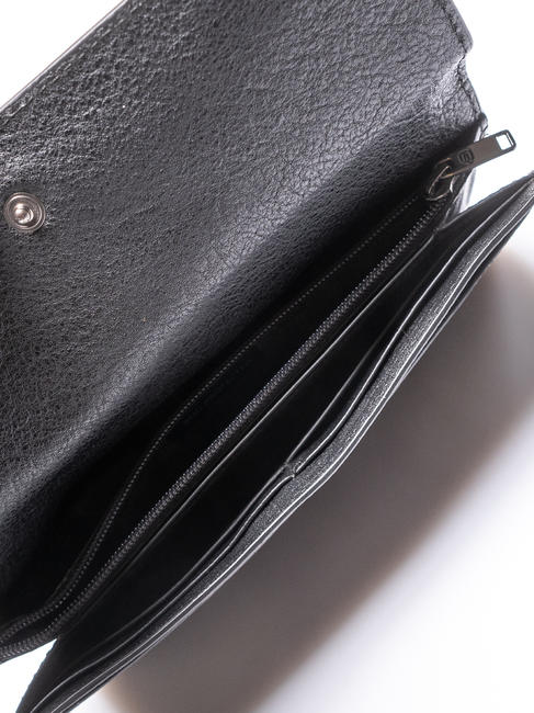 CAMPIONARIO - BLACK SQUARE Clutch bag with cuff, in leather Black - Tablet holder& Organizer