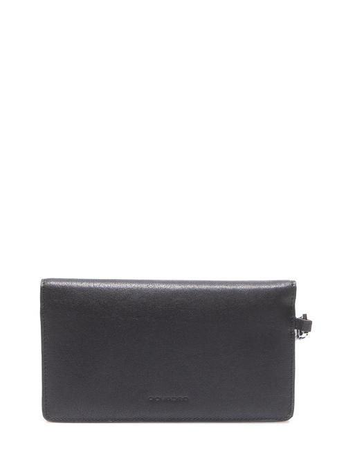 CAMPIONARIO - BLACK SQUARE Clutch bag with cuff, in leather Black - Tablet holder& Organizer