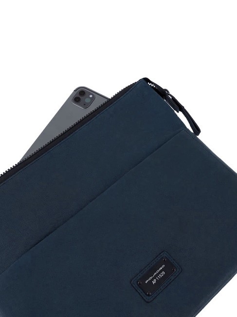 CAMPIONARIO - HARPER Flat leather clutch blue - Tablet holder& Organizer