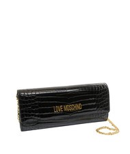 LOVE MOSCHINO SHINY CROCO Slim clutch with metal shoulder strap - Women’s Bags