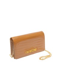 LOVE MOSCHINO SHINY CROCO Clutch with metal shoulder strap - Women’s Bags