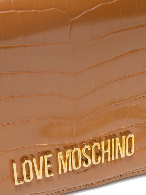 SHINY CROCO Clutch with metal shoulder strap walnuts - Women’s Bags