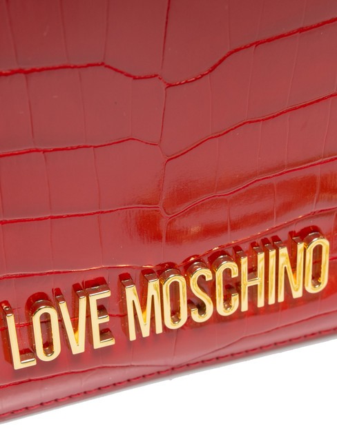 SHINY CROCO Clutch with metal shoulder strap RED - Women&rsquo;s Bags