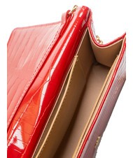 LOVE MOSCHINO SHINY CROCO Clutch with metal shoulder strap RED - Women&rsquo;s Bags - 4