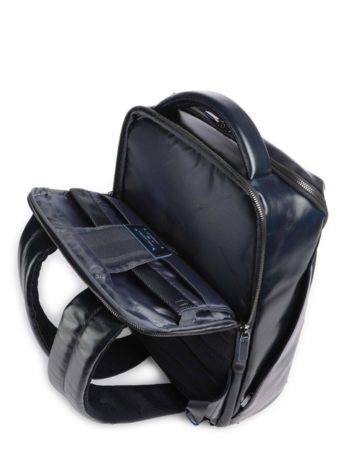 BLUE SQUARE Leather backpack, 14" laptop holder blue - Laptop backpacks