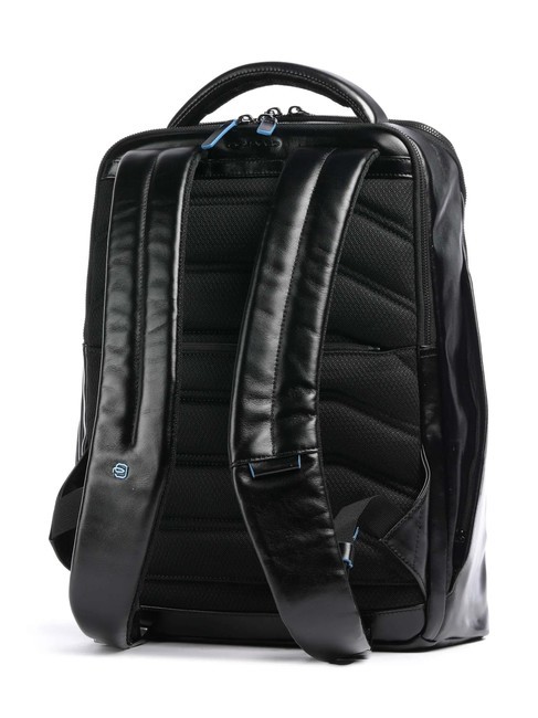 BLUE SQUARE Leather backpack, 14" laptop holder Black - Laptop backpacks