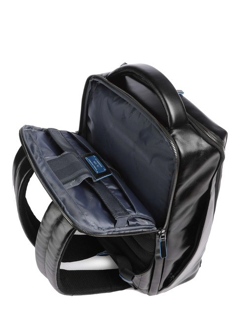 BLUE SQUARE Leather backpack, 14" laptop holder Black - Laptop backpacks
