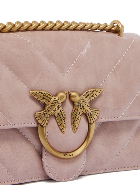 LOVE ONE MINI Mini bag in split leather powder-antique gold - Women’s Bags