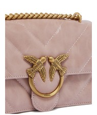 PINKO LOVE ONE MINI Mini bag in split leather powder-antique gold - Women’s Bags - 3