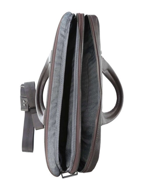 CAMPIONARIO - BLACK SQUARE Leather briefcase for 15.6" laptop MORO - Work Briefcases