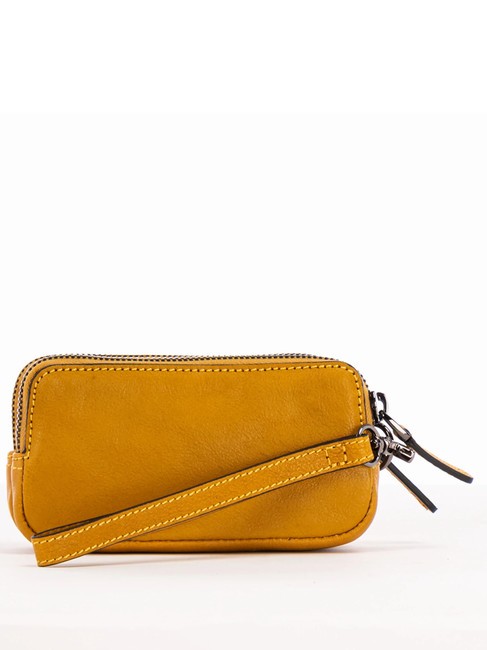 CAMPIONARIO - BLACK SQUARE Mini leather clutch Yellow - Tablet holder& Organizer