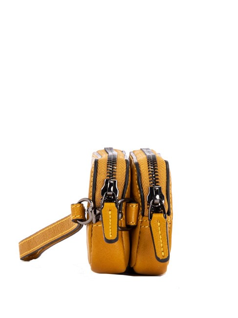 CAMPIONARIO - BLACK SQUARE Mini leather clutch Yellow - Tablet holder& Organizer
